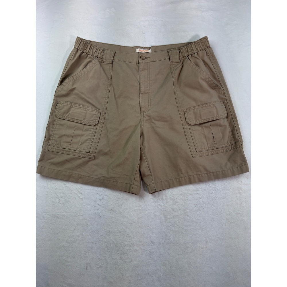 Savane Mens Khaki Cargo Shorts Size 40 Tan Elastic Waist Outdoor Casual 2450-E2